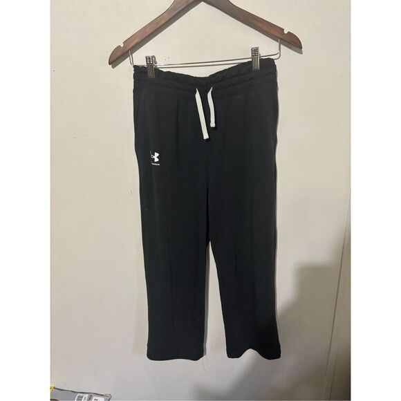 Under Armour Women's Size XS Black Cropped Casual Sweatpants Drawstring - Picture 1 of 5